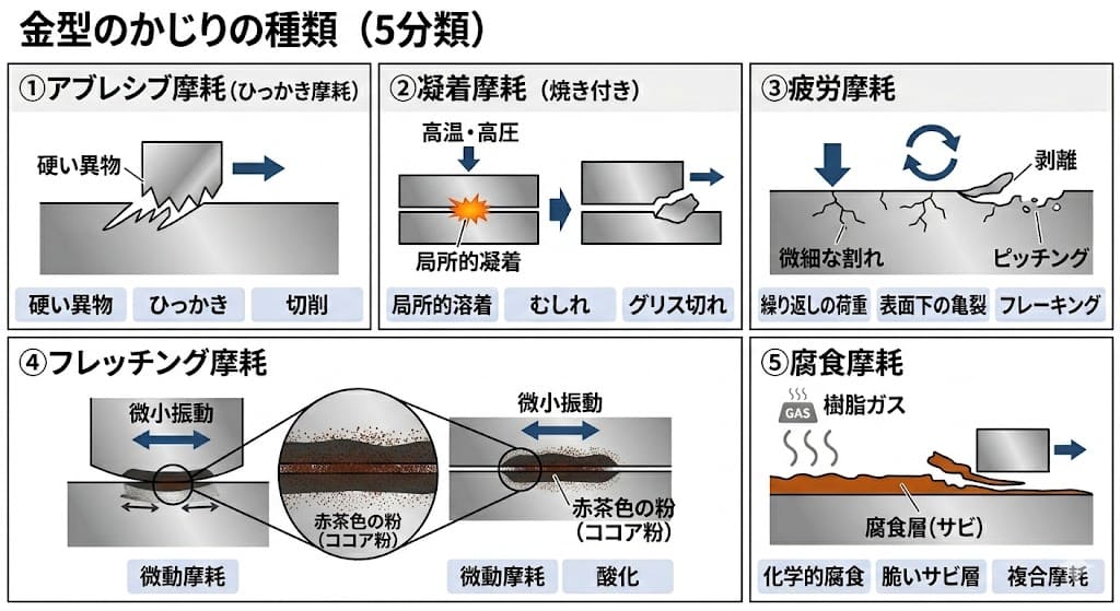 金型のかじりとは?かじりの原因・種類・対策・修理方法をわかりやすく解説! | プラスチック金型メンテセンター.COM 金型のかじりの種類